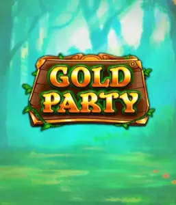 Enter the magical forest of Gold Party slot by Pragmatic Play, showcasing a beautifully designed wooden sign adorned with golden letters. The setting is a green forest which adds a touch of enchantment to the overall ambiance. Great for fans of enchanted forest settings, promising a captivating escape. 